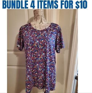 Floral Short Sleeve Top By Woman Within Sz MED 14/16